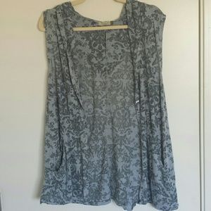 Chalet gray sleeveless duster w/hoodie